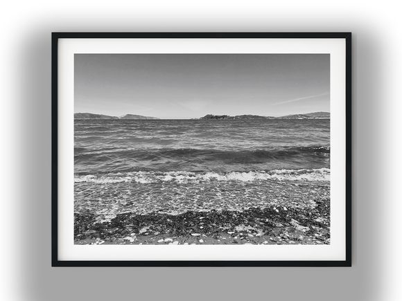 Petone Beach Shoreline Overlooking Wellington Harbour Black And White Photo Digital Download