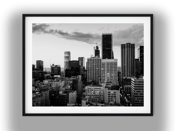 Downtown Los Angeles Skyline Black and White Photo Digital Download