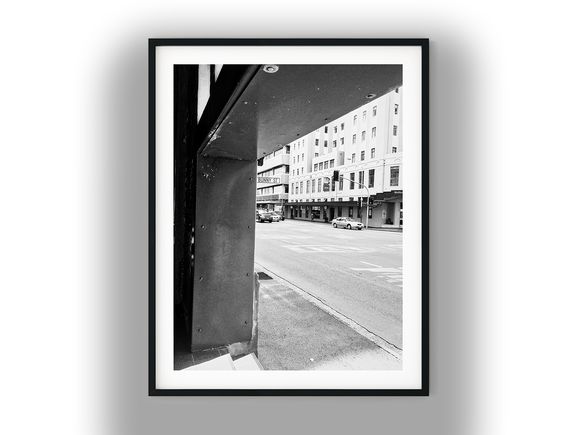 Framed Street View of Bunny Street, Wellington Black And White Photo Digital Download