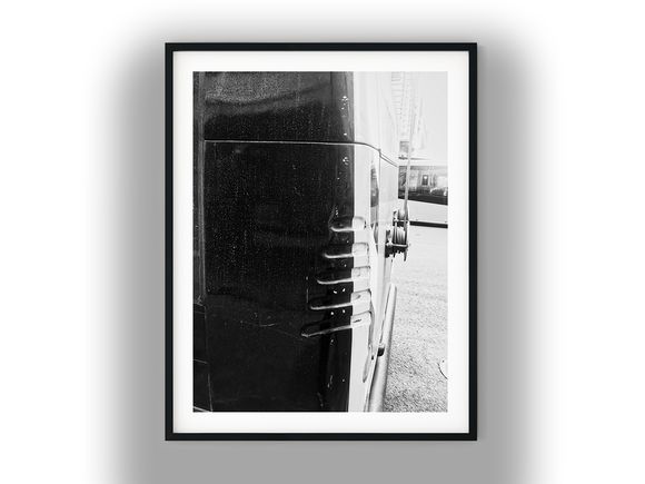 Close-Up of Modern Bus Rear and Details Black and White Photo Digital Download