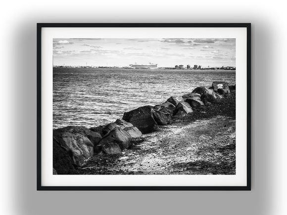 St Kilda Breakwater Overlooking Port Phillip Bay Black and White Photo Digital Download