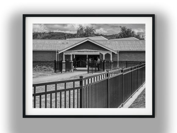 Trentham Racecourse Stables Entrance and Fence Black And White Photo Digital Download