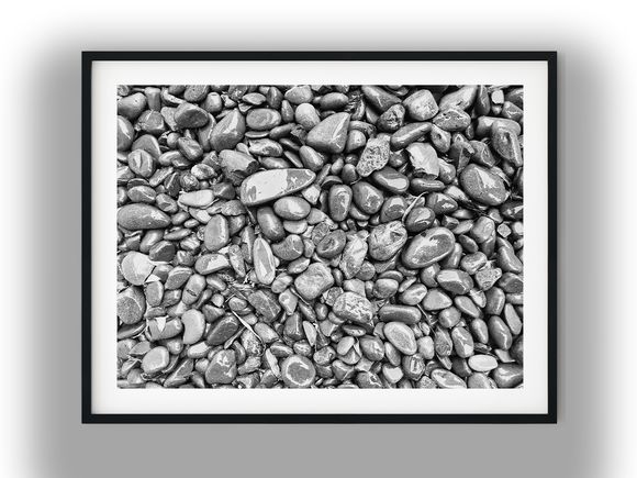 Smooth Wet River Pebbles Texture Background Black and White Photo Digital Download
