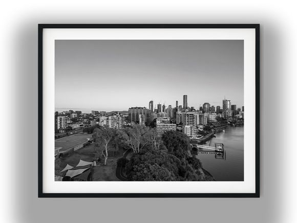 Mowbray Park Overlooking Brisbane City Skyline Black And White Photo Digital Download