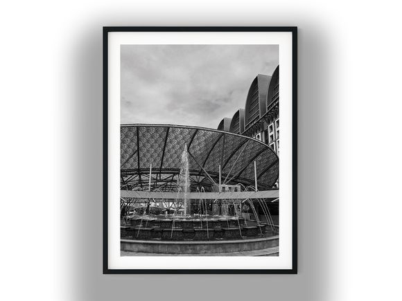 Resorts World Sentosa Canopy and Water Fountain Black and White Photo Digital Download