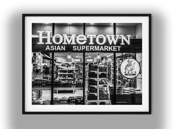 Hometown Asian Supermarket Storefront Black and White Photo Digital Download