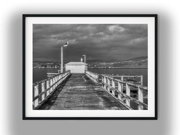 Point Howard Wharf Under Moody Skies Black And White Photo Digital Download