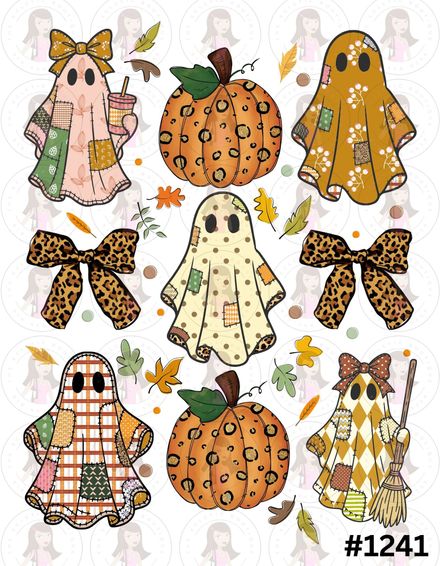 Digital Design Patchwork Ghost Collage with Bows #1241