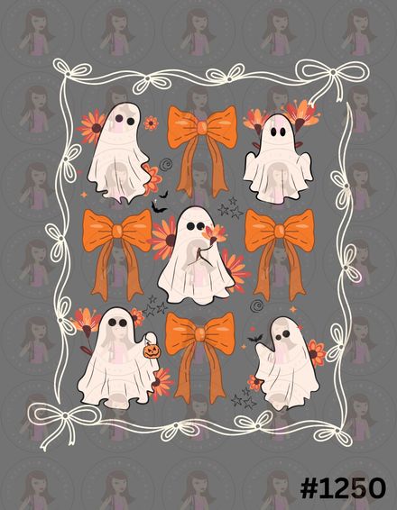 Digital Design Floral Ghost and Bows Collage #1250