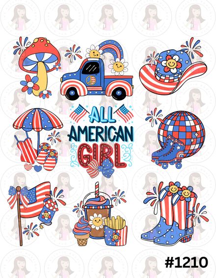 Digital Design All American Girl Retro Collage #1210
