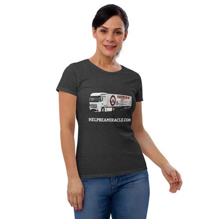 Pack the Big Rig Women&#x27;s Fashion Fitted Tee (Black + Heather Dark Grey)