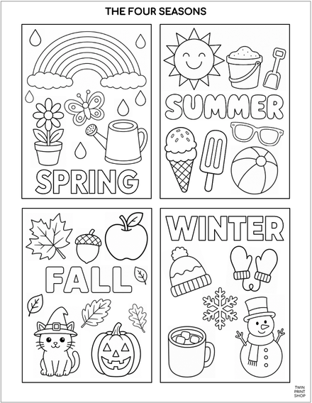 Four Seasons Mini Coloring Sheet