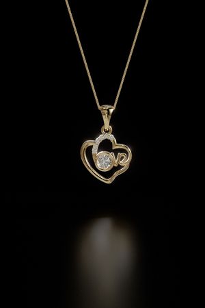 Gold &amp; Diamond Heart Love Pendant Necklace - SAL Jewelry Pendant 005