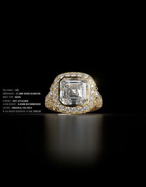 Luxury Engagement Ring 3D Model 016 – Gold STL Jewelry Design for 3D Printing