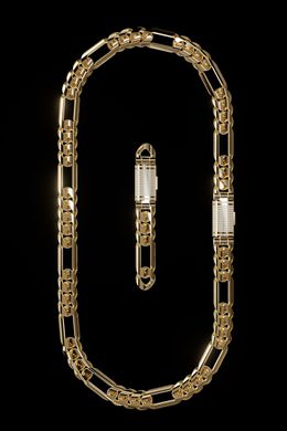 12mm Figaro Chain Necklace - Lock box full diamonds 3D print model