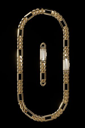 12mm Figaro Chain Necklace - Lock box full diamonds 3D print model