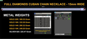 15mm Wide CUBAN Chain Necklace Full Diamonds And Lock Box -SOLID