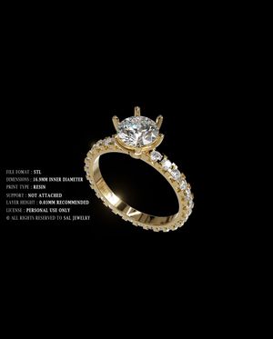 Luxury Engagement Ring 3D Model 019 – Gold STL Jewelry Design for 3D Printing