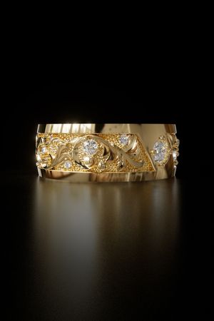 Vintage Baroque Gold Band Ring - SAL Jewelry - Men Ring 002