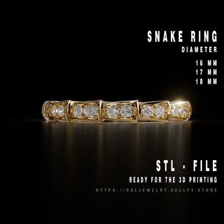 Snake Ring 3D Design – STL Jewelry File for Printing
