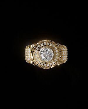 Luxury Men’s Ring STL – Diamond Gold Ring 3D Model 001 | Jewelry CAD Design for 3D Printing