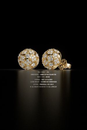 SAL Jewelry 013 Football Stud Earrings - 3D print model