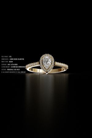 Luxury Engagement Ring 3D Model 012 – Gold STL Jewelry Design for 3D Printing