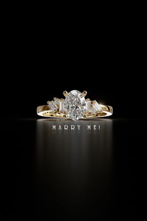 Luxury Oval Diamond Engagement Ring 3D Model – Gold STL Jewelry Design for 3D Printing