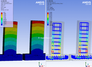 ANSYS Workbench 2021 R1 solved WBPZ archive with 3D model for RC Concrete with Steel and Carbon