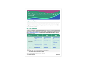 Units to Support Teaching French as a Second Language 9Y - Grades 7-9 