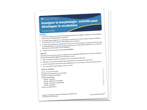 Enseigner la morphologie : activités pour développer le vocabulaire (3 à 6)
