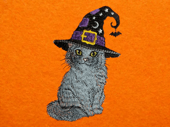 Halloween-Katze mit Zauberhut