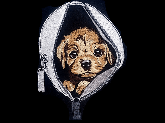 Welpe in Tasche Lichteffekt