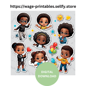 Preschoolers of Color - Full Color Printable Sticker Design