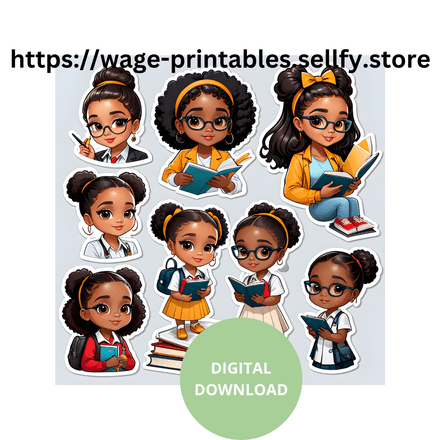 Scholarly Ladies of Color- Full Color Printable Sticker Design