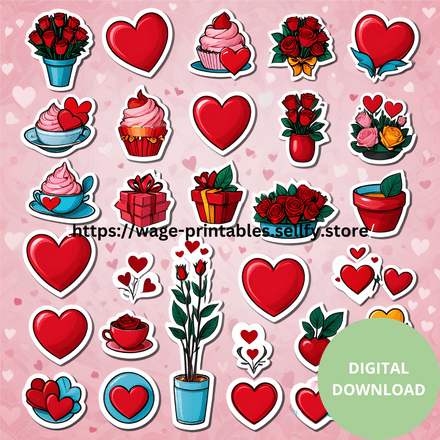 Stickers of Love- Full Color Printable Sticker Design