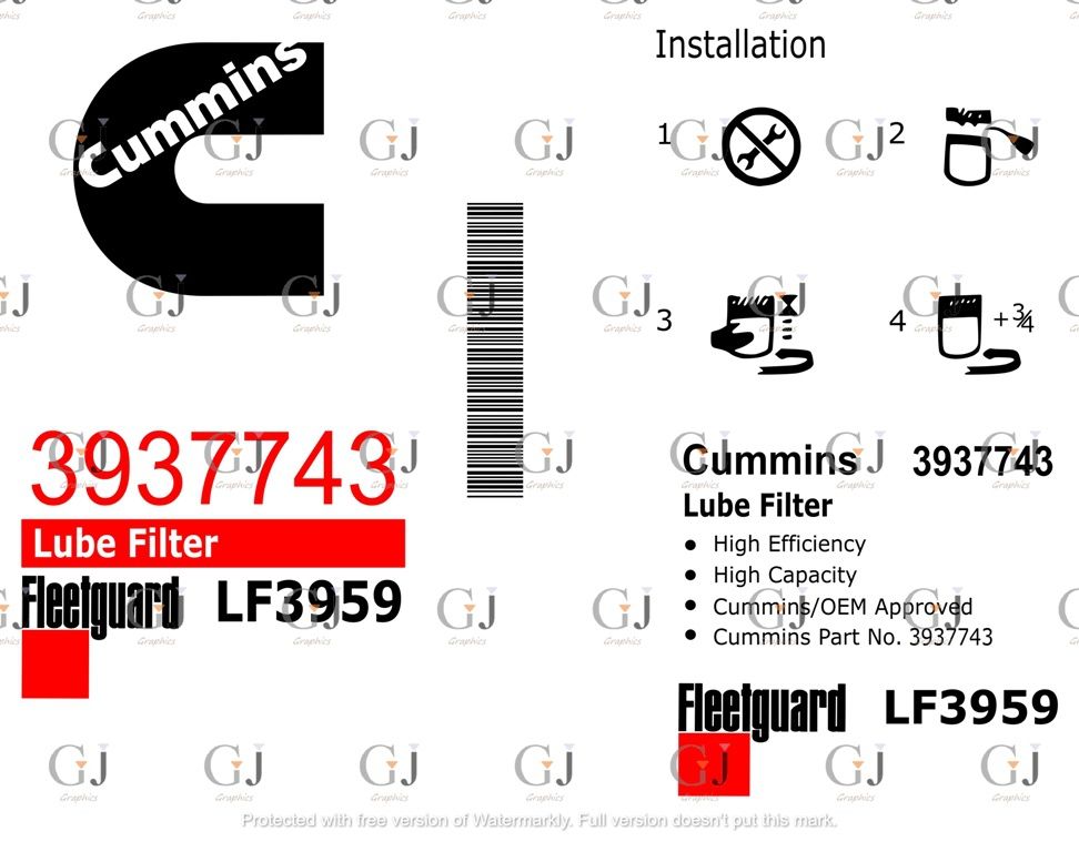 Filtro Olio Originale Fleetguard LF3959 Per Cummins – Ricambio OEM 3937743