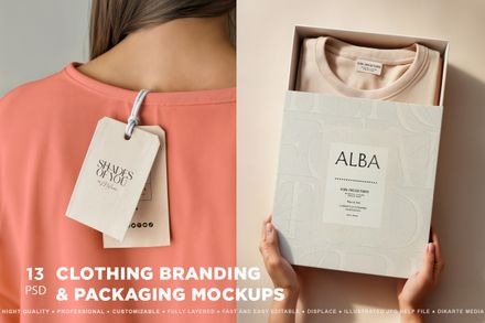 Clothing Branding &amp; Packaging Mockup