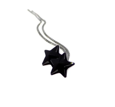 Black star stretch earrings