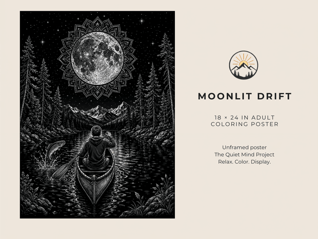 Moonlit Drift — 18×24 Blackout Adult Coloring Poster