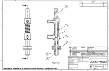 OVERFLOW NOZZLE manufacturing drawings