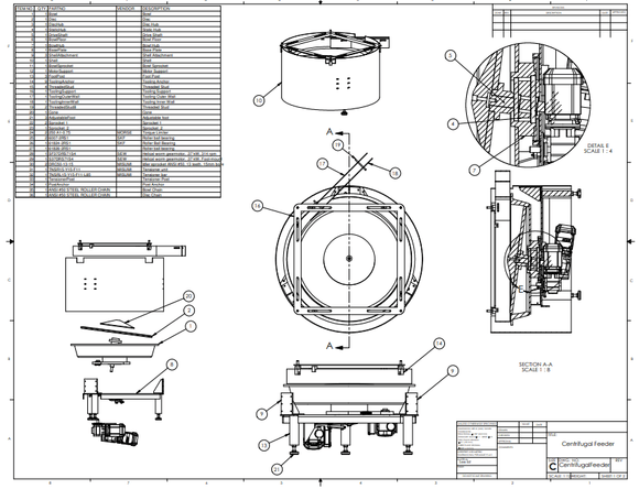 CENTRIFUGAL FEEDER manufacturing drawings