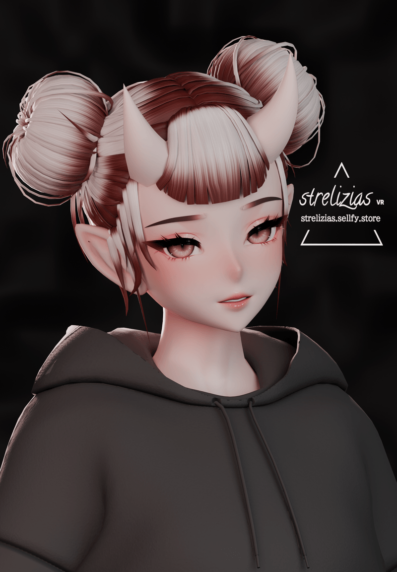 Maya's Hair & Horns | VRCHAT 3D HAIR ASSET