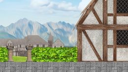 Medieval Town Side Scrolling Parallax Game Background - Daytime Art Pack Royalty Free Download