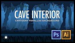 2D CAVE INTERIOR - Cartoony Parallax Background