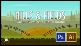 2D HILLS, FIELD - Cartoony Nature Parallax Background