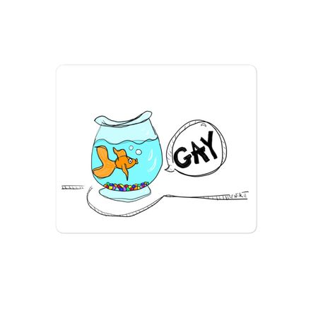 Fishie Says Gay Sticker (4x4)