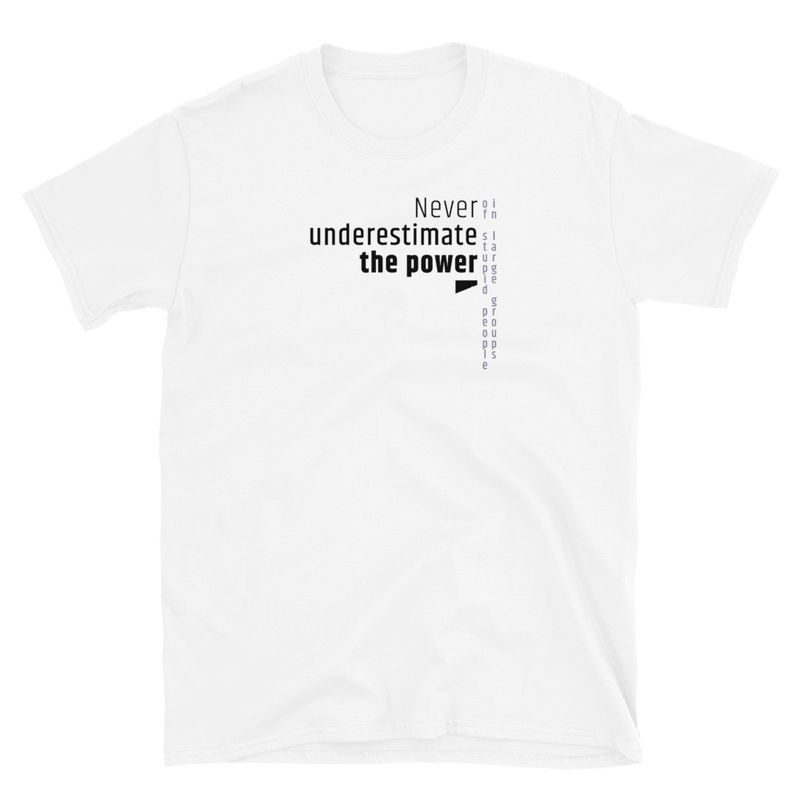 / Never Underestimate the Power of Stupid People in Large Groups / t-shirt / light
