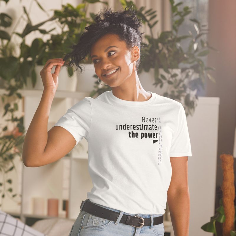 / Never Underestimate the Power of Stupid People in Large Groups / t-shirt / light