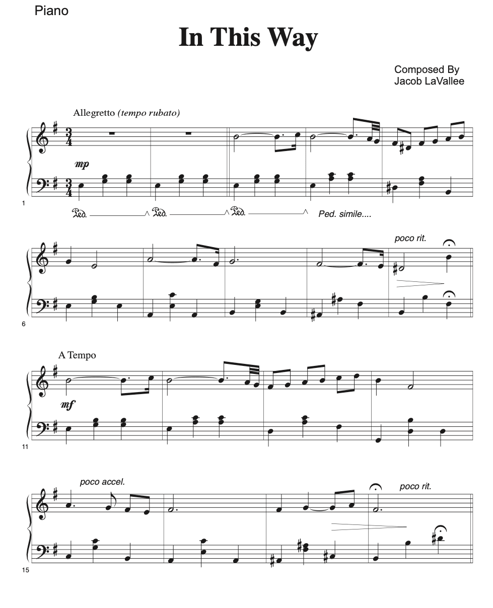 In This Way - Sheet Music